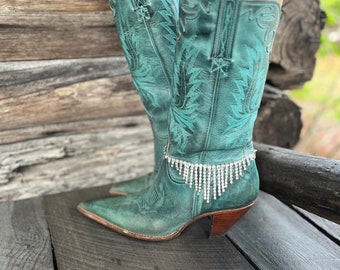 Disco Cowgirl Boot Jewelry | Rhinestone Fringe Cowgirl Boot Bracelet | Perfect Cowgirl Bachelorette Boot Chains for Cowboy Boots!