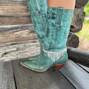 Disco Cowgirl Boot Jewelry | Rhinestone Fringe Cowgirl Boot Bracelet | Perfect Cowgirl Bachelorette Boot Chains for Cowboy Boots!