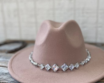 Western Hat Band | Handmade Rhinestone and Silver Crystal Adjustable Hat Band - Perfect for a Disco Cowgirl Bachelorette or Country Concert