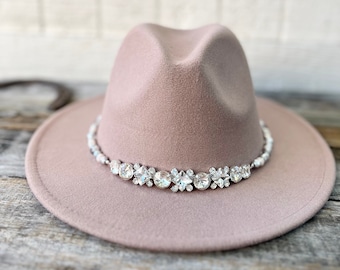 Western Hat Band | Handmade Rhinestone and Pink Crystal Adjustable Hat Band  - Perfect for a Cowgirl Bachelorette or Country Concert