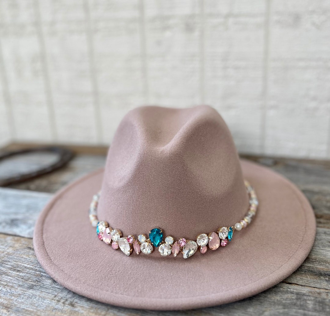 Rhinestone Western Hat Band Handmade Adjustable Beaded Crystal Hat Band