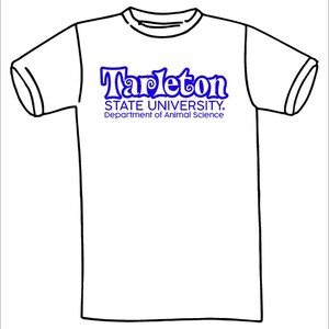 TSU2022028TS TShirt Tarleton State University Department of Animal Science Puff Letters