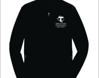 TSU2022045 Veste softshell pour homme, Tarleton State University Animal Science, noir ou gris, logo LChest blanc