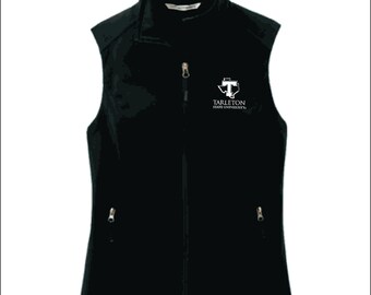 TSU2022055 Veste softshell pour femme, Tarleton State University, noir, logo LChest blanc