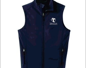 TSU2022054 Gilet souple pour homme, Tarleton State University, noir ou gris, logo LChest blanc