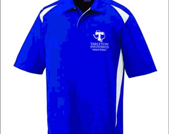 TSU2022042 Polo pour homme VIOLET avec contraste blanc, logo L sur la poitrine Tarleton State University Animal Science