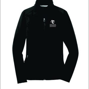 May include: Black zip-up jacket with a high collar. The jacket features a small white logo and text that reads "Tarleton State University Agriculture Education". The jacket has two side pockets and a chest pocket.
