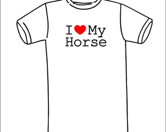 EQ008 J'aime mon cheval T-shirt, manches courtes ou chemise à manches longues