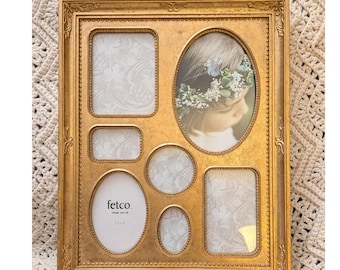 Fetco Home Decor Gold Vic Collage 7 Opening Picture Frame Ornate Beaded Vintage