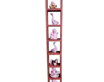 Vintage Wood Shadow Box Display Shelf 7 Compartment Vertical Wall Hanging Brown