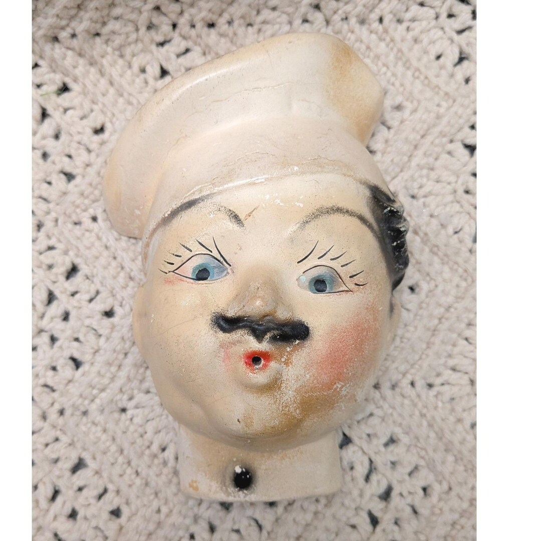 Vintage French Chef Chalkware String Holder Wall Mount Kitchen Twine ...