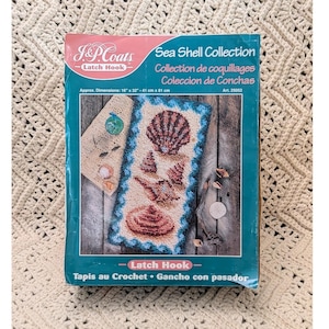 Vintage J&P Coats Sea Shell Collection Latch Hook Kit 16x32 Art 25052 Coastal