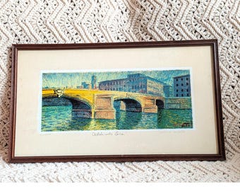 Adelindo Tassi Signed Serigraph Ponte Santa Trinita Florence Italy Framed Art