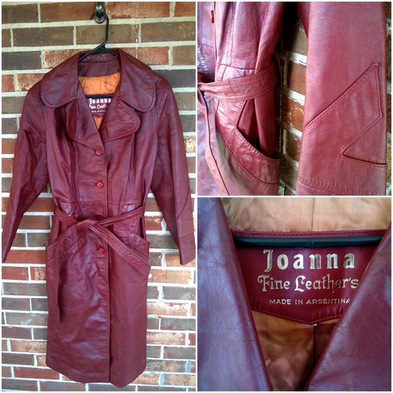 Perfect Red/Brown Leather Trench M/L, Made in Arge