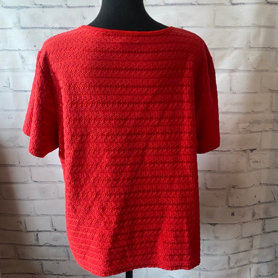 1980s 1990s, XL, Red Textured Dressy Tee, Sag Har… - image 6