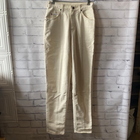 1990s Lee Cream White High Waisted Mom Jeans, 6 - Gem
