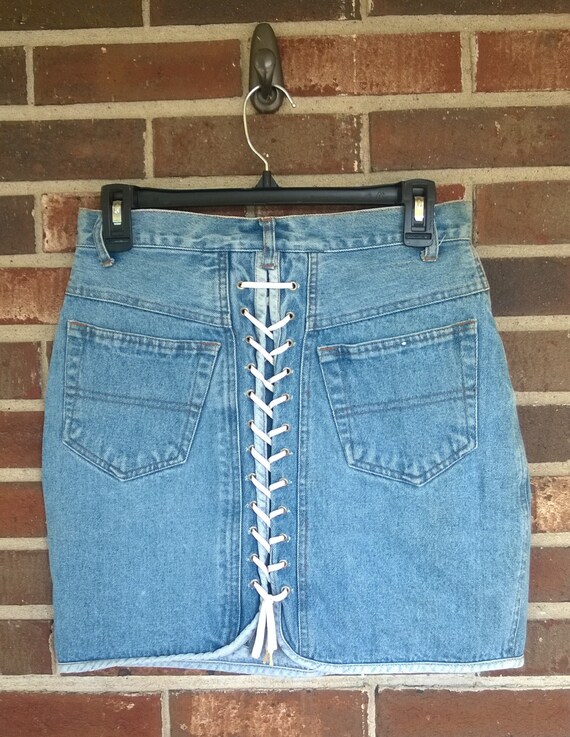 High Waisted Lace Up Denim Skirt 2024 espacioeje
