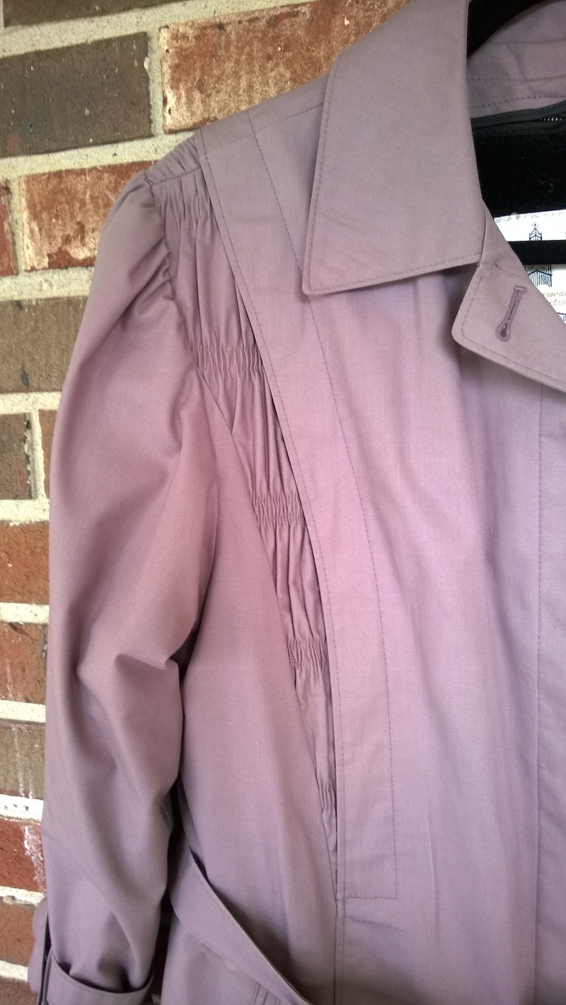 8P 1970s Lavender Purple Mauve London Fog Trenchcoat Maincoat with Removable Liner