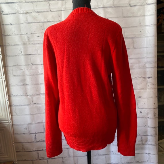 1970s 1980s Scottish Isle Bright Red Pullover Swe… - image 5