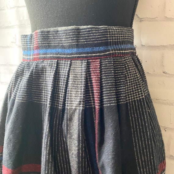 1960s Black Red Blue Grey Plaid High Waisted A Li… - image 3