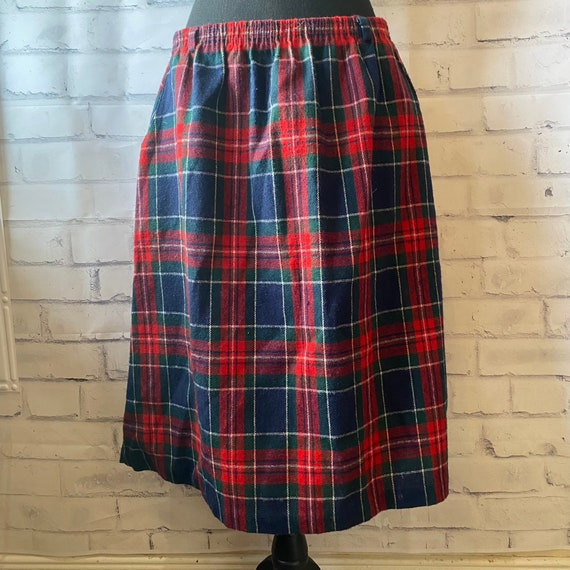 1970s 1980s Red Green Blue White Plaid High Waist… - image 1