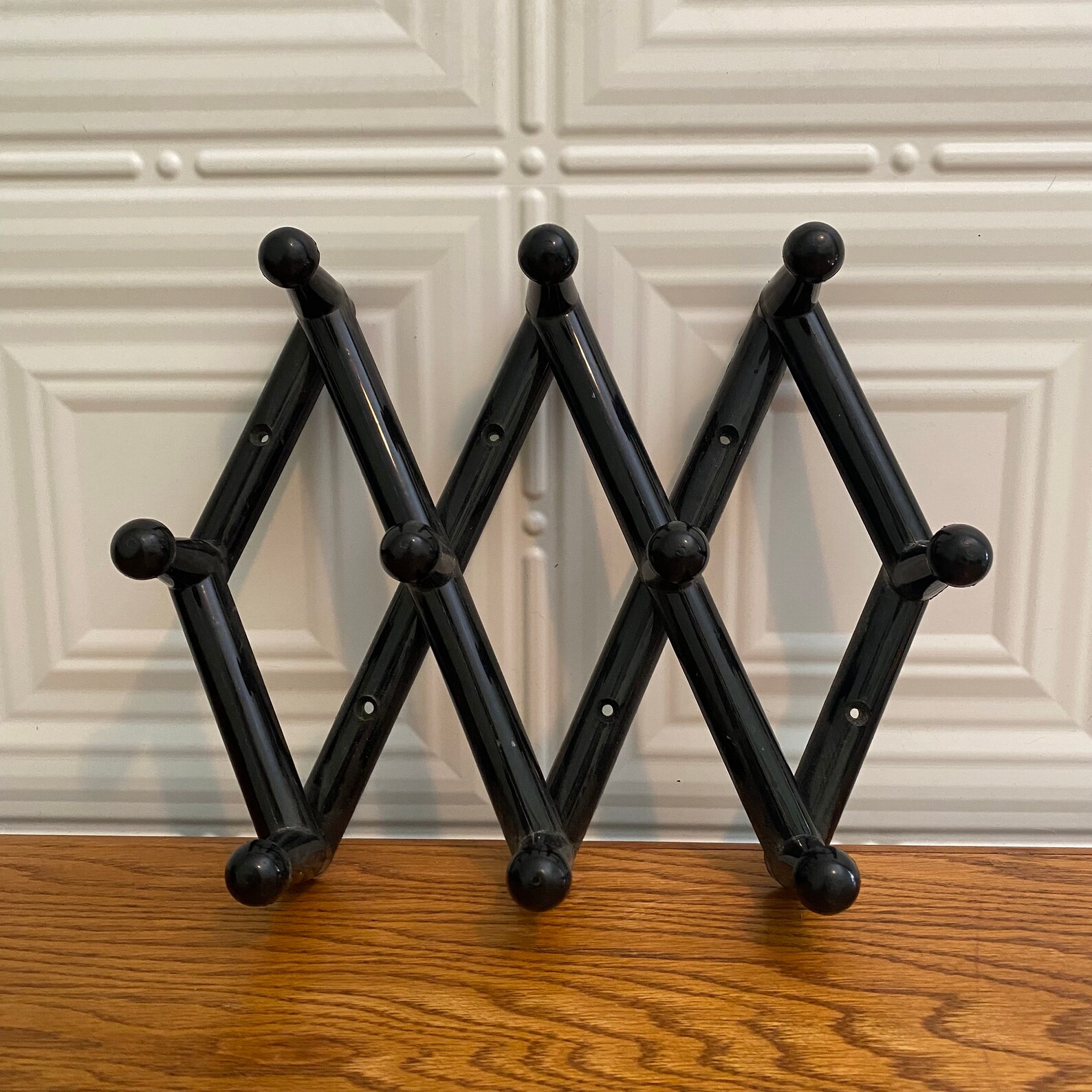 1980s Black Plastic Wall Accordion Expandable Peg Rack Hook Etsy