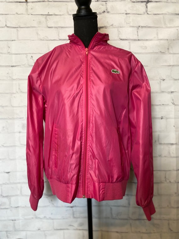 1980s 1990s, L, Lacoste Bright Pink  Wind Breaker 