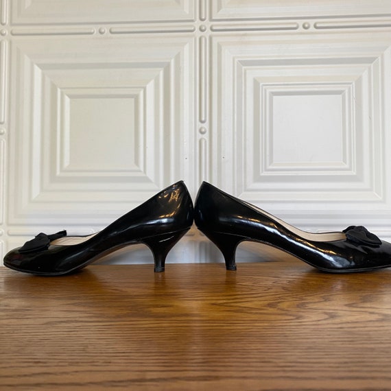 Amazing Black Peep toe Patent Pumps with Bow! Mad… - image 6