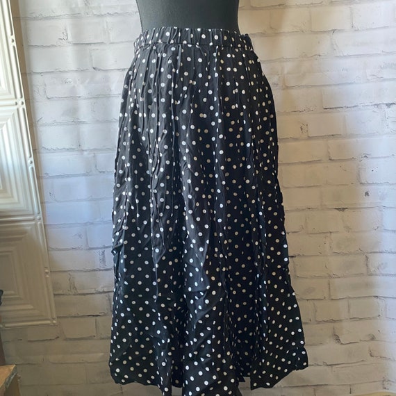 1990s Black White Polka Dot Full Skirt, 12 - image 5