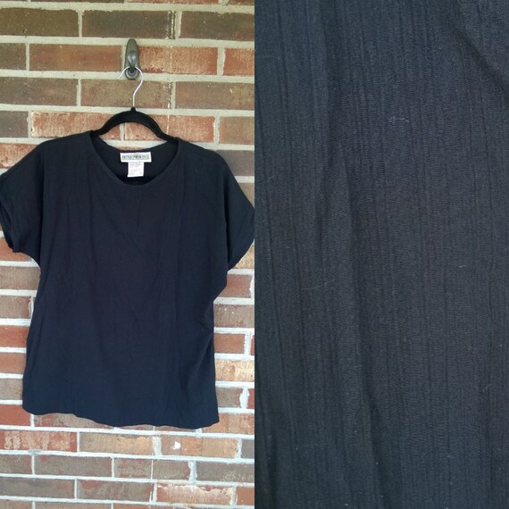 1990s Black Minimalist Dressy Tee, Peter Popovitch
