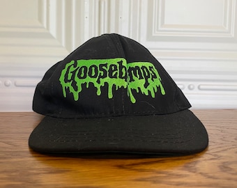 1990s Black Goosebumps Green SnapBack Cap Hat, Small, Youth, Made in USA