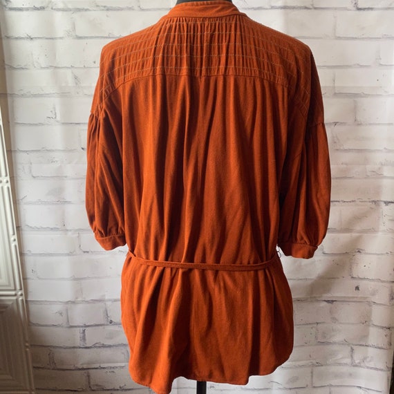 1970s Burnt Orange Sueded Texture Peasant Tie Wai… - image 7