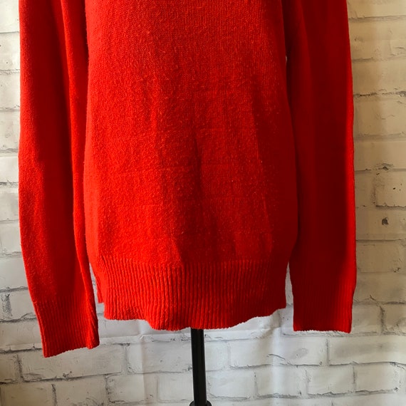 1970s 1980s Scottish Isle Bright Red Pullover Swe… - image 4