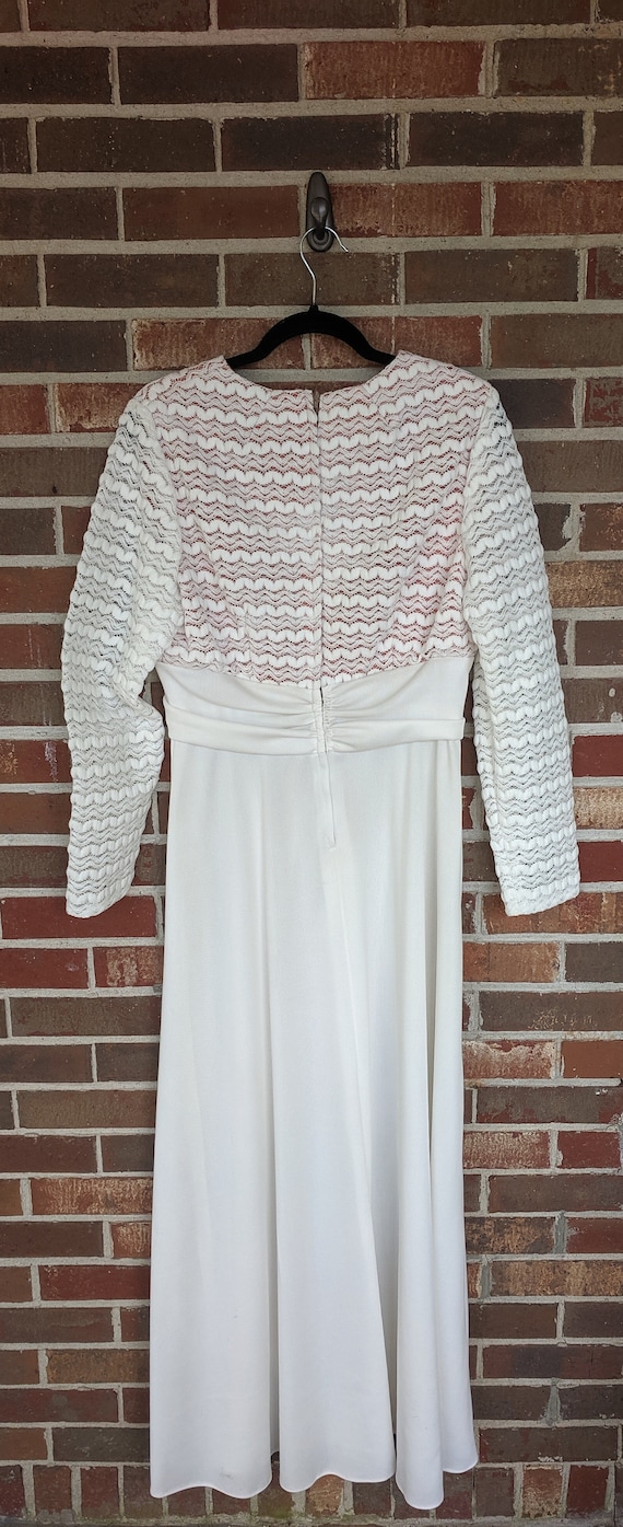 1970s Floor Length White Wedding Dress with Mod L… - image 6