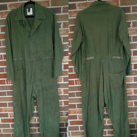 1960s 1970s Vietnam Era Military Mechanic Coverall