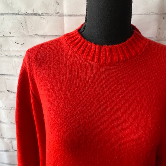 1970s 1980s Scottish Isle Bright Red Pullover Swe… - image 2