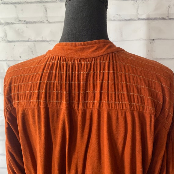 1970s Burnt Orange Sueded Texture Peasant Tie Wai… - image 8