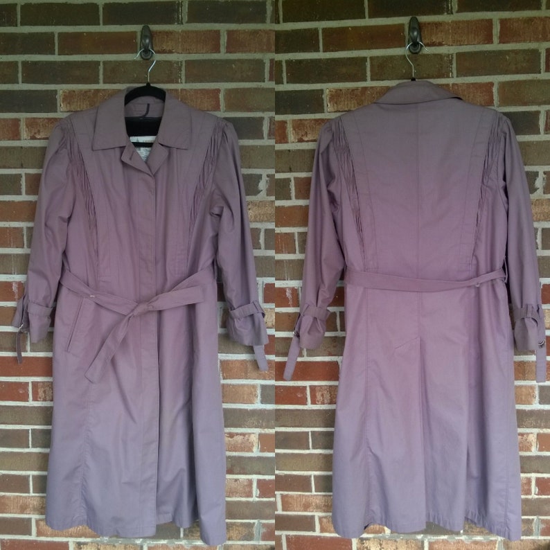 8P 1970s Lavender Purple Mauve London Fog Trenchcoat Maincoat with Removable Liner