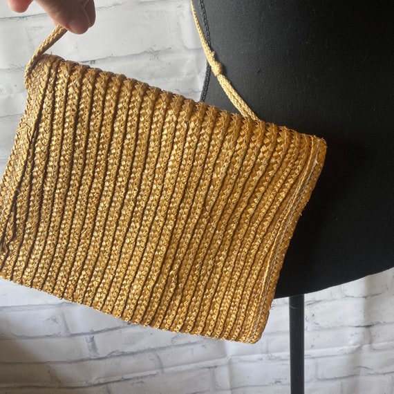 1970s 1980s Natural Woven Straw Crossbody Envelop… - image 6