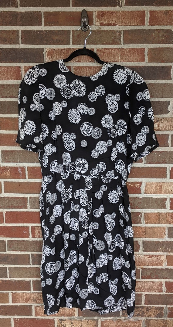 1990s Liz Claiborne Tribal Gear Patterned Black and White