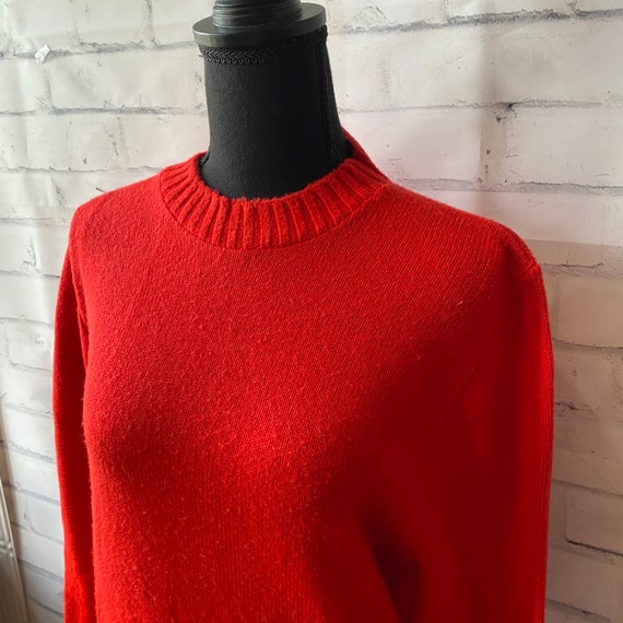 1970s 1980s Scottish Isle Bright Red Pullover Swe… - image 3