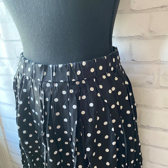 1990s Black White Polka Dot Full Skirt, 12 - image 3