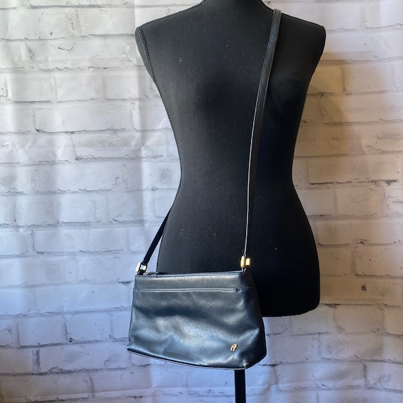 1990s Etienne Aigner Designer Black Small Crossbo… - image 1