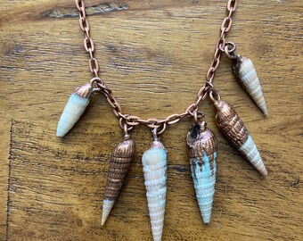 Spiral Shell Charm Necklace Copper Mermaid Jewelry Pirate Booty
