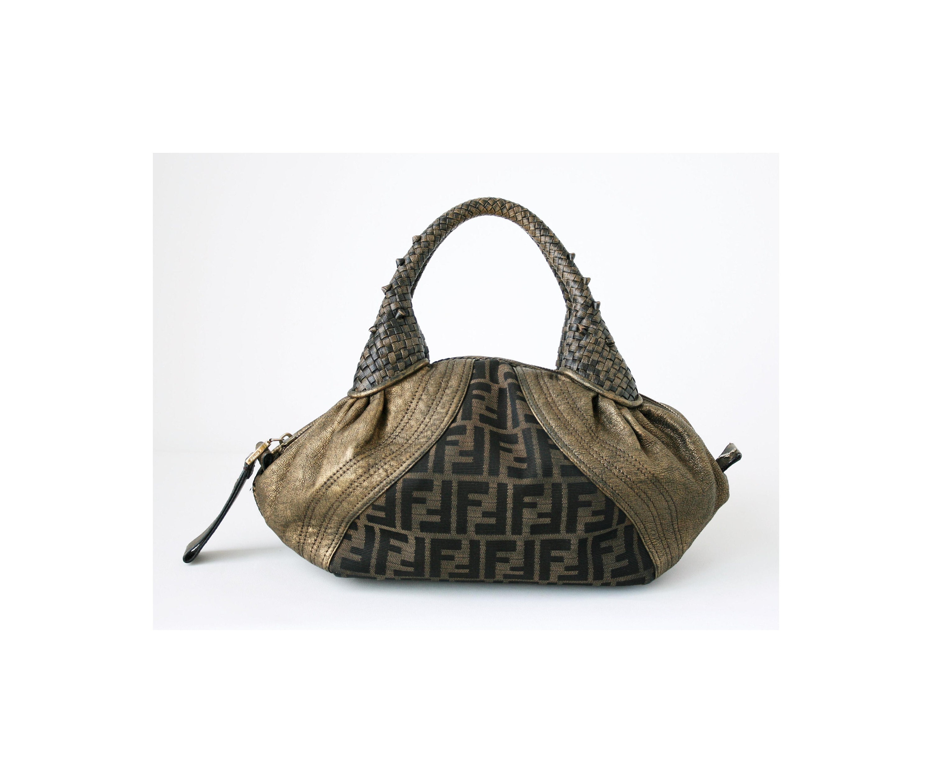 Fendi Tote Bag FF Zucca Green Black Vintage Handbag Popular @ 2 –