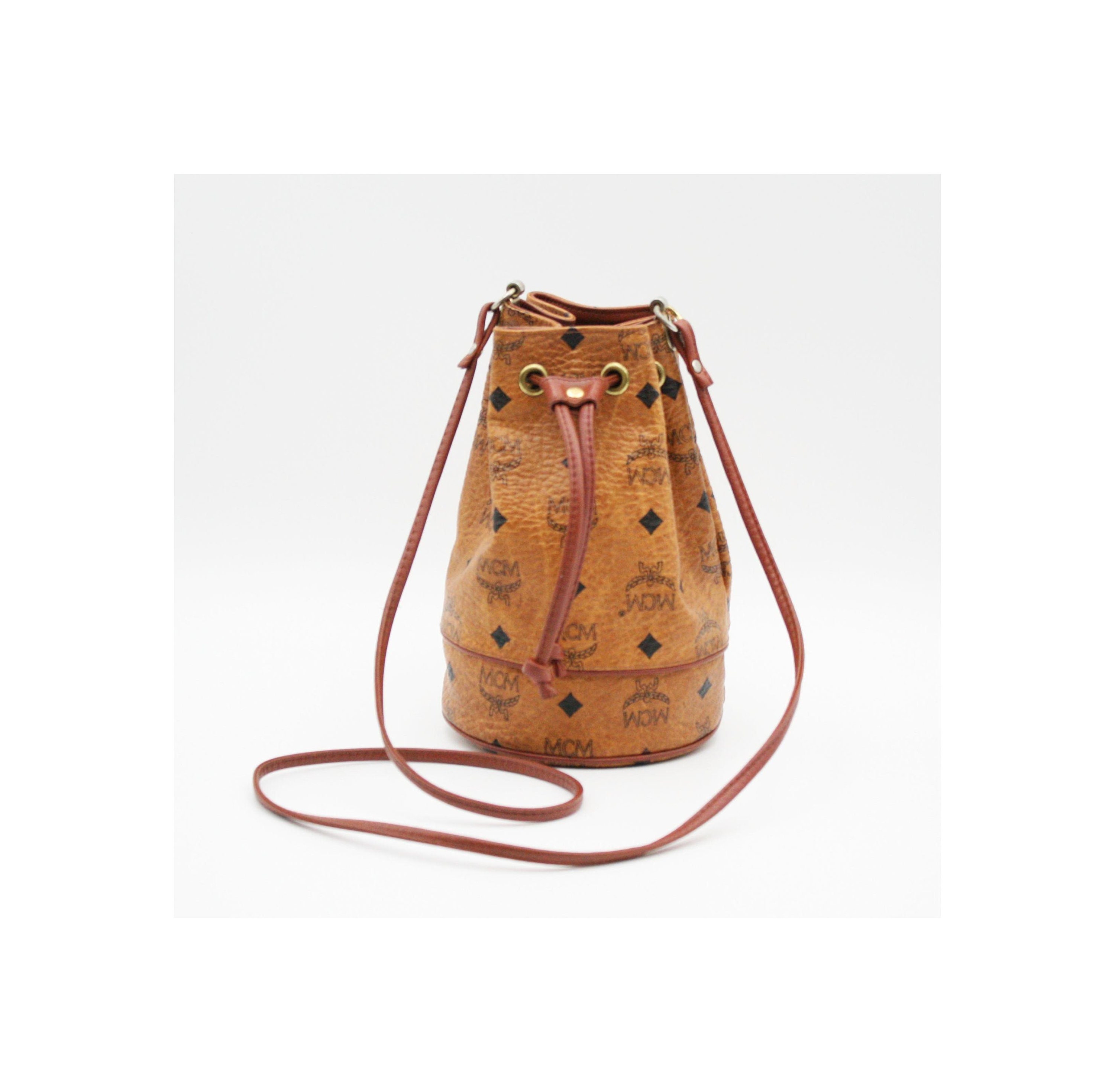 MCM Visetos Cognac Drawstring Mini Bag -  Israel