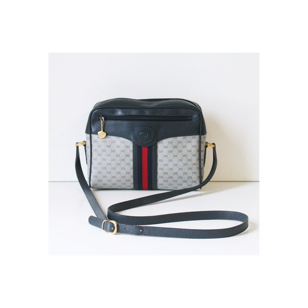 Vintage GUCCI Web GG Monogram Canvas Leather Crossbody Shoulder bag
