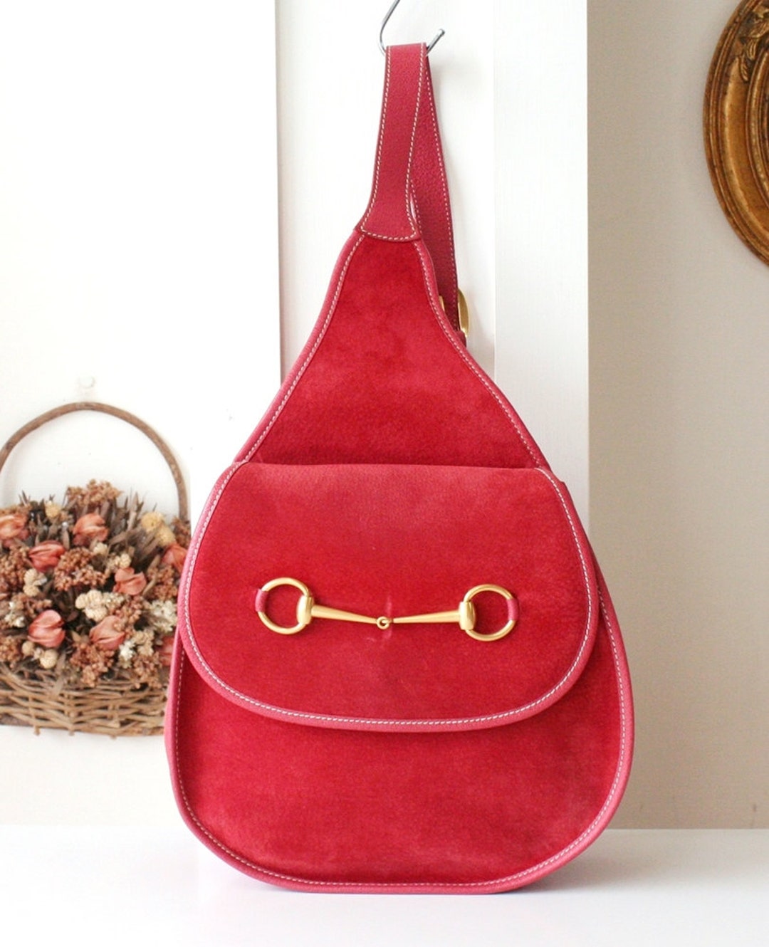 Red suede gucci bag best sale