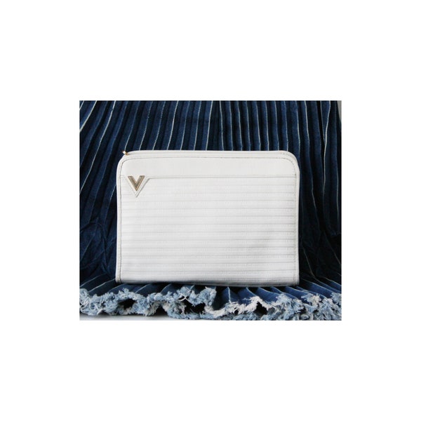 Mario Valentino White Leather Clutch Bag