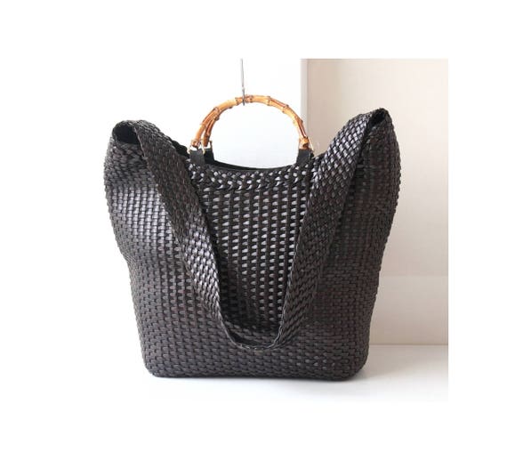 Gucci Leather Woven Tote Shoulder 